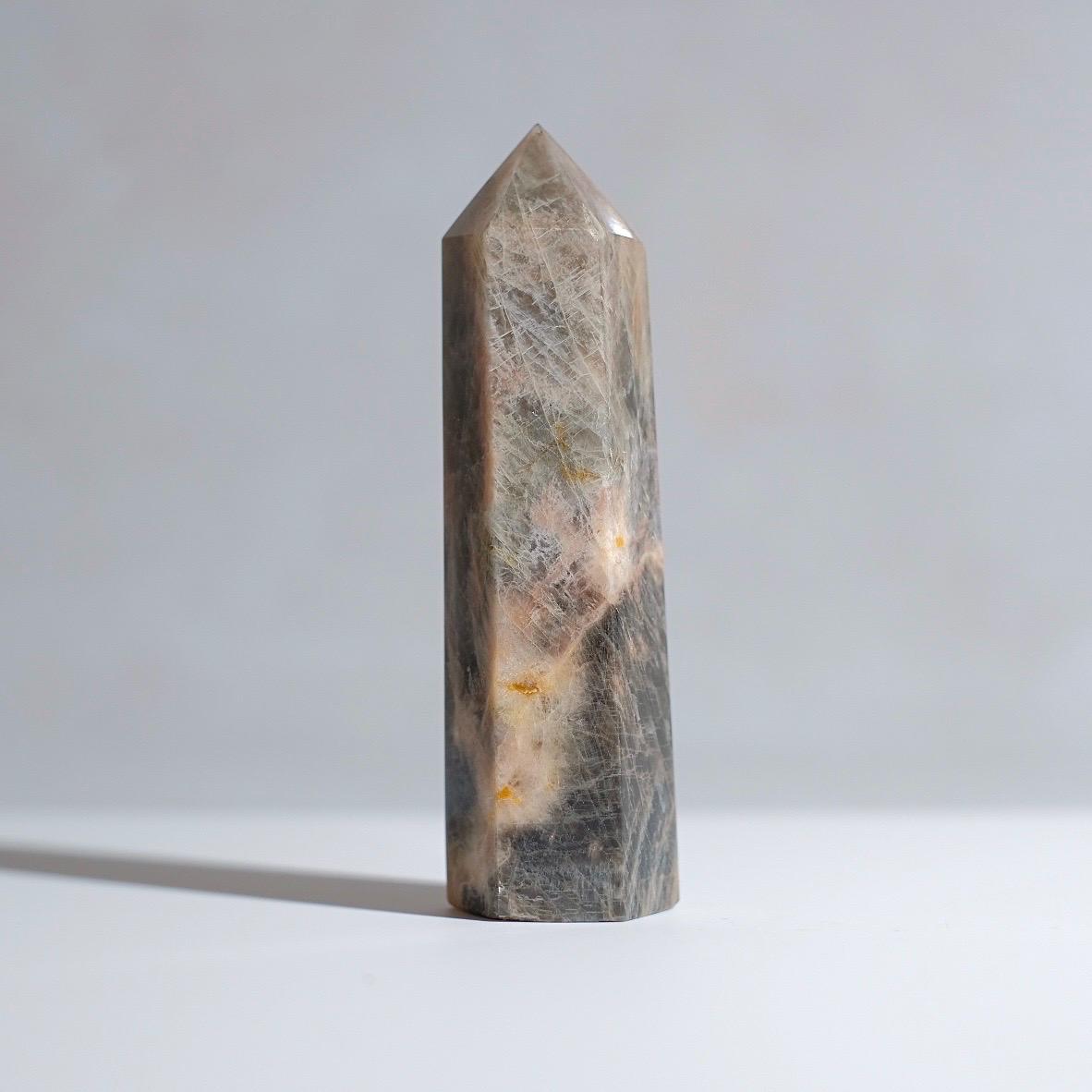 Black Moonstone Point | Flashy Moonstone Crystal Tower