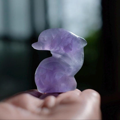 Tanzanite Fluorite Dolphin Carving | Crystal Dolphin