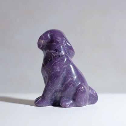 Lepidolite Dog Carving | Crystal Dog Figurine