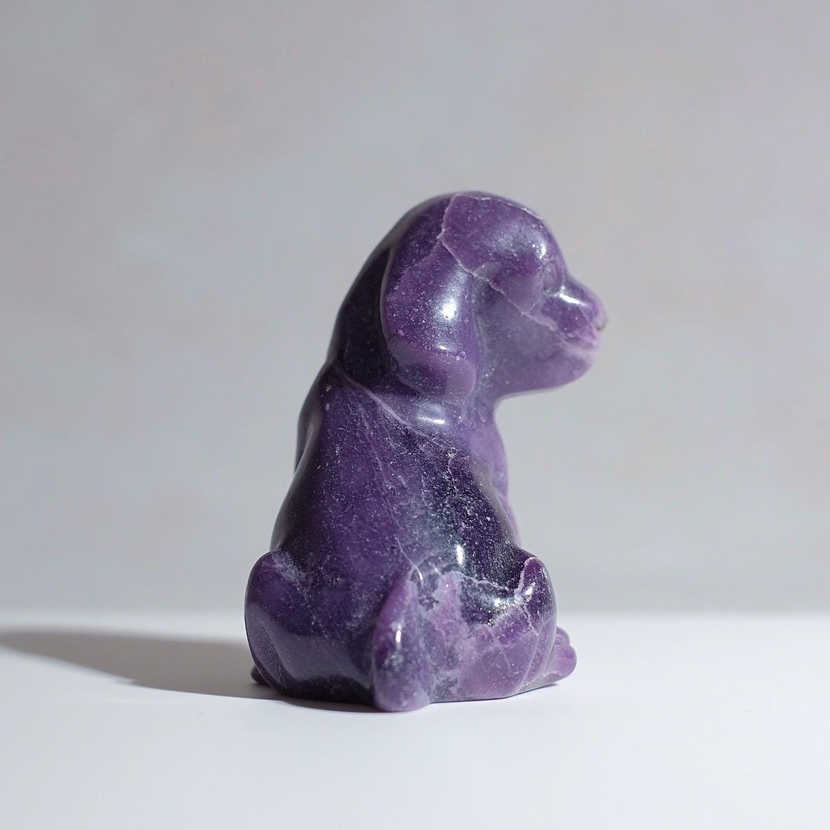 Lepidolite Dog Carving | Crystal Dog Figurine