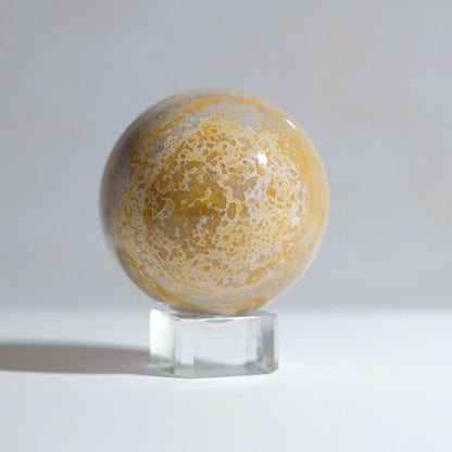 Ocean Jasper Sphere | Yellow Orbicular Jasper Crystal Sphere