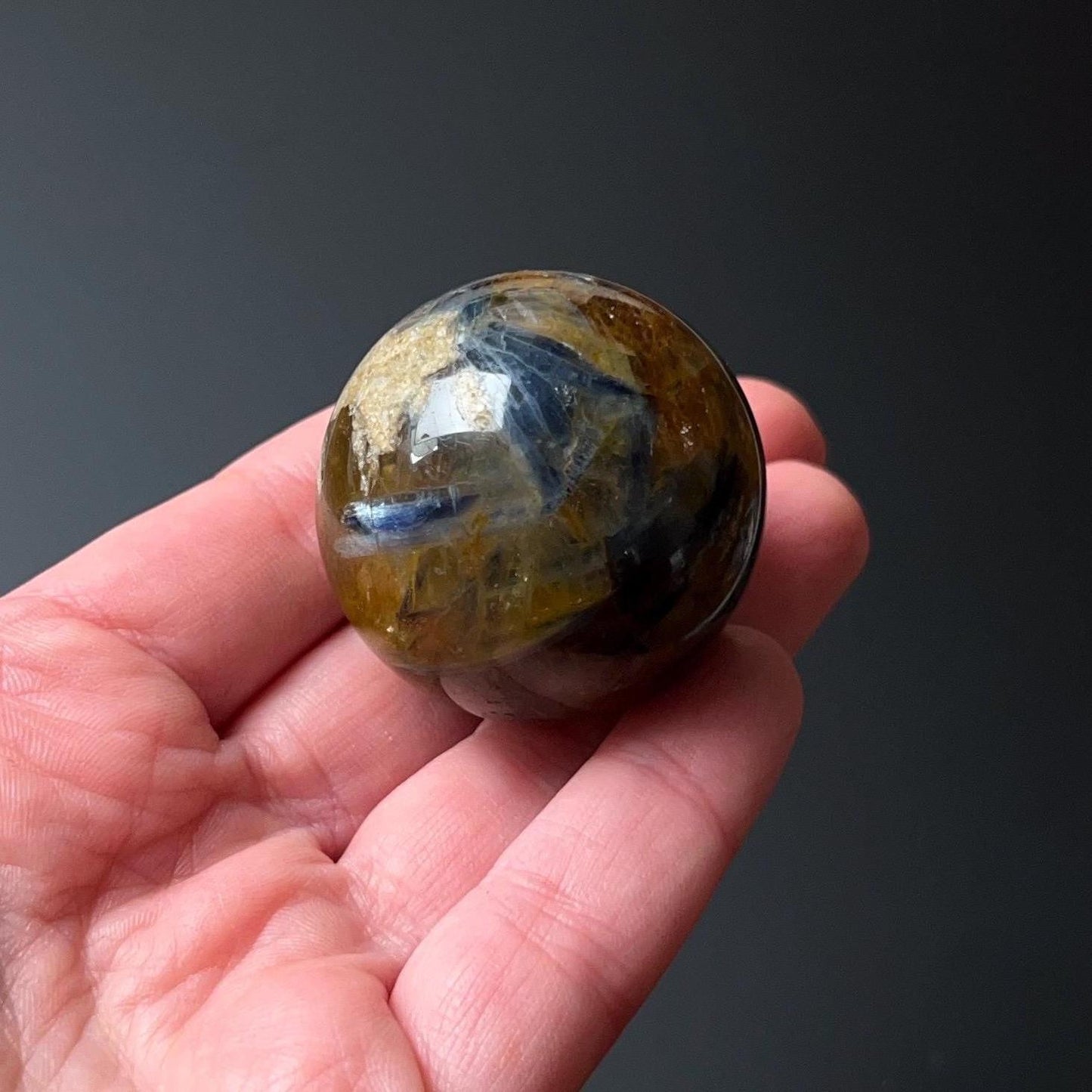 Rare Kyanite Sphere | Blue Kyanite & Golden Healer Crystal Sphere