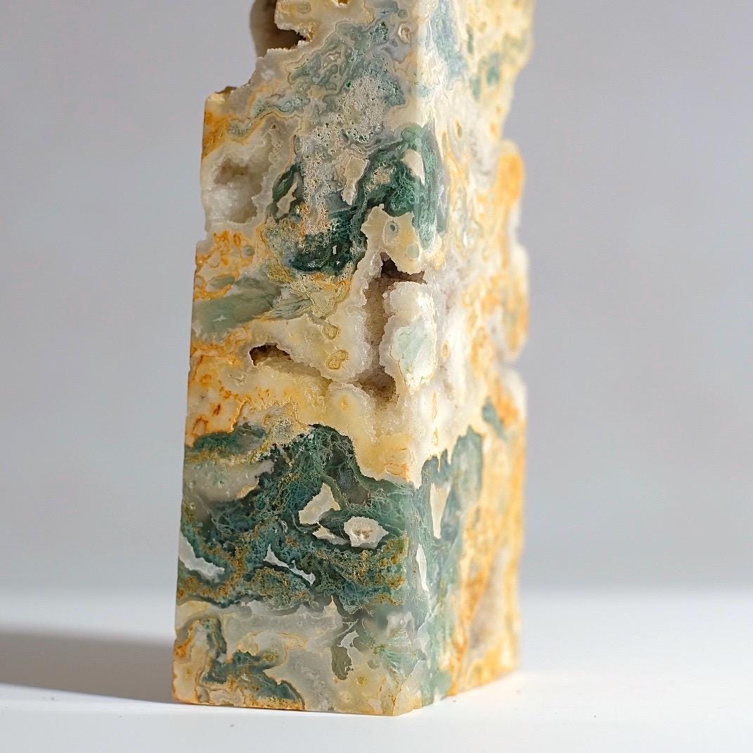 Unusual Moss Agate Tower | Moss Agate Crystal Obelisk