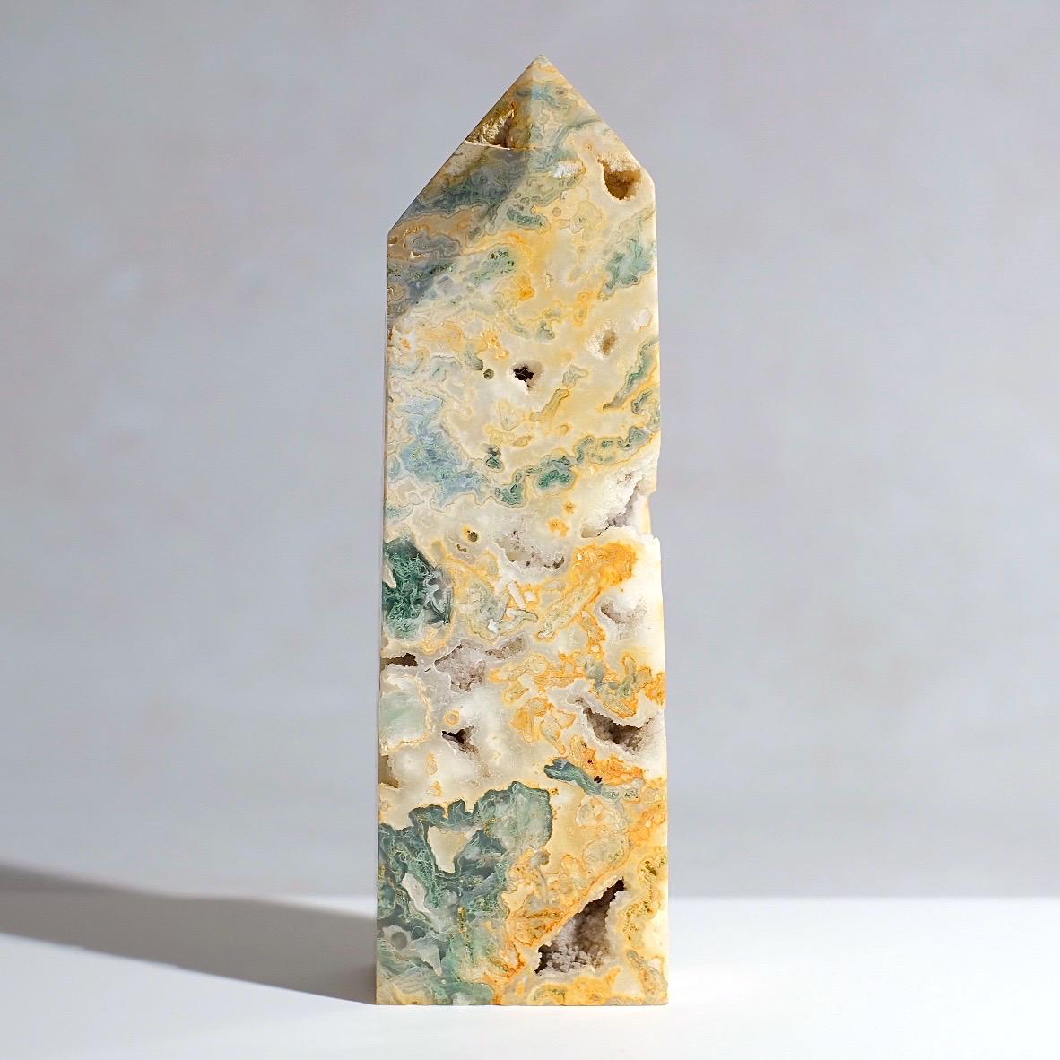 Unusual Moss Agate Tower | Moss Agate Crystal Obelisk