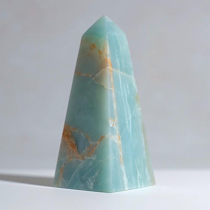 Azumar Obelisk Tower | Teal Quartz Crystal Point | Sky Blue Caribbean Quartz