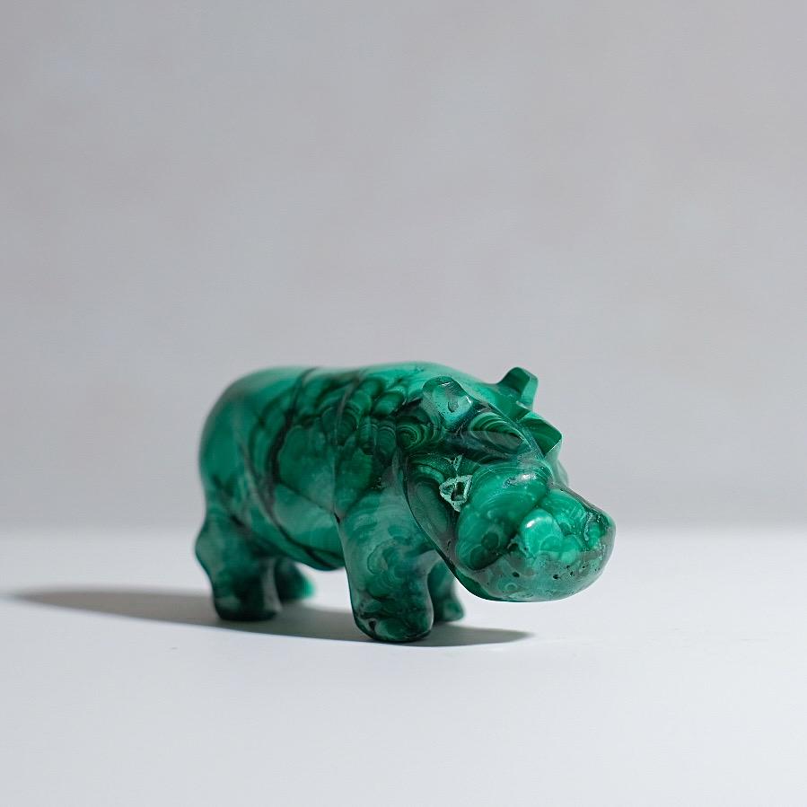 Malachite Hippo Carving | Crystal Animal Carving | Animal Totem