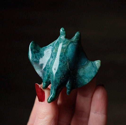 Green Jasper Manta Ray | Sea Jasper Crystal Carving