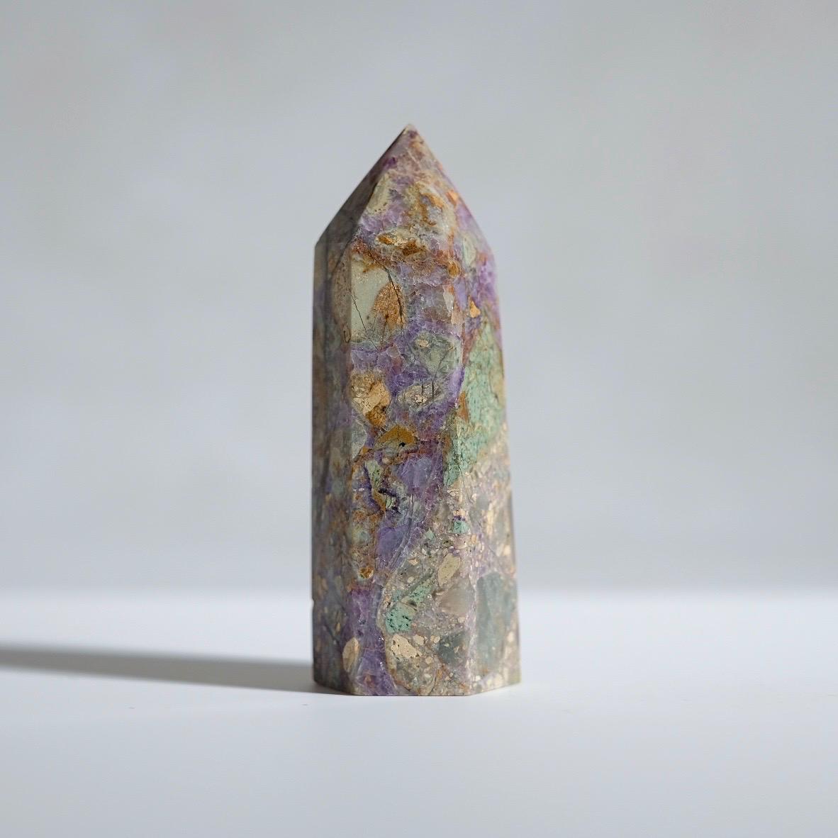 Brecciated Fluorite Point | Purple Fluorite Crystal Tower