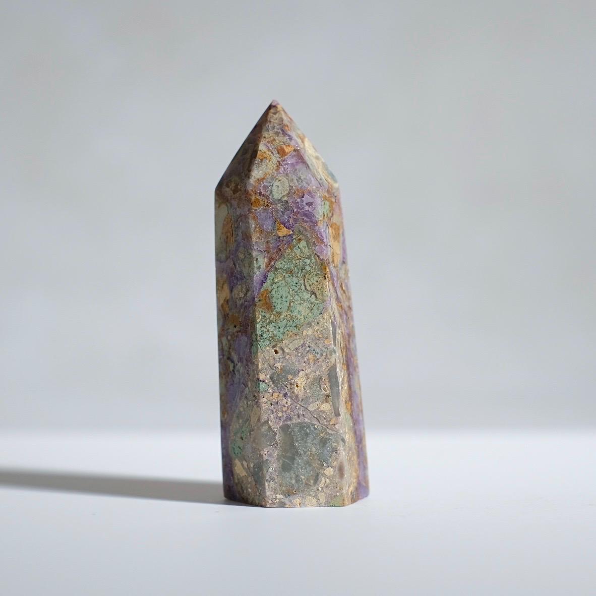 Brecciated Fluorite Point | Purple Fluorite Crystal Tower