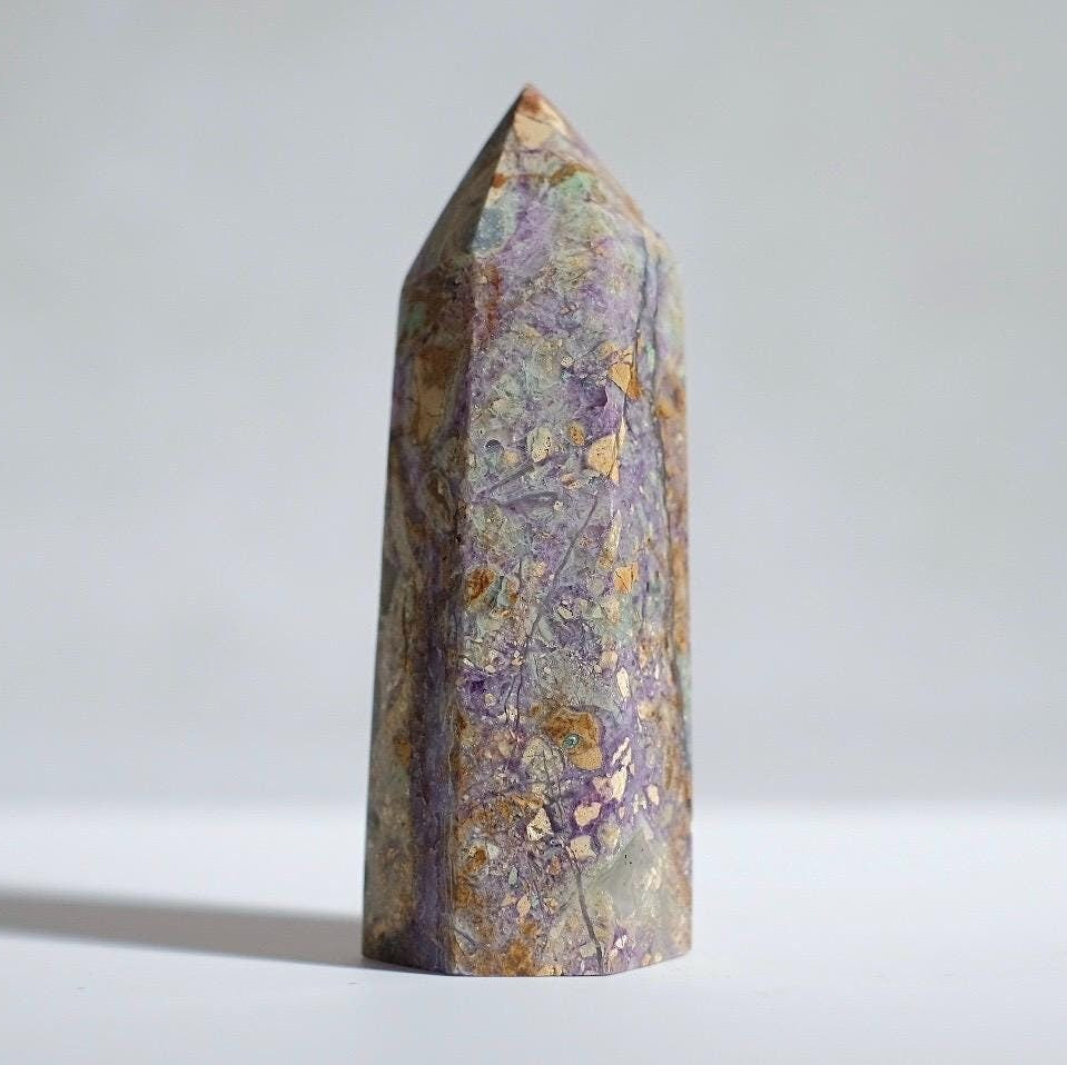 Brecciated Fluorite Point | Purple Fluorite Crystal Tower