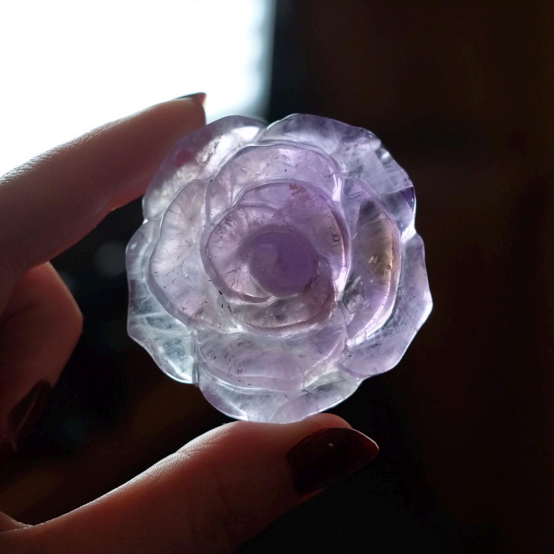 Ametrine Flower | Amethyst Crystal Rose Carving