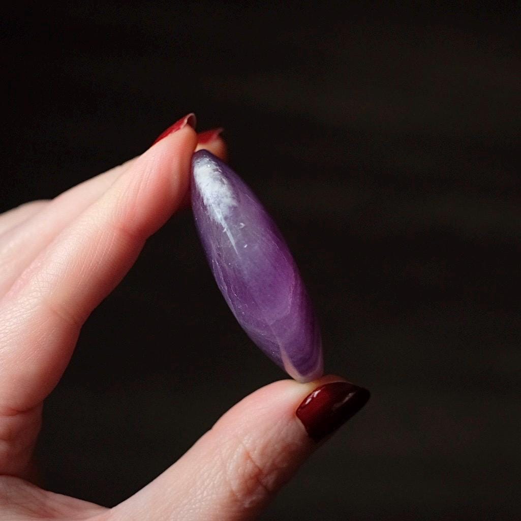 Silky Fluorite Moon | Purple Silk Fluorite Crystal Moon