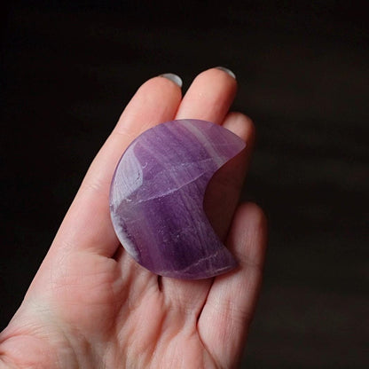 Silky Fluorite Moon | Purple Silk Fluorite Crystal Moon