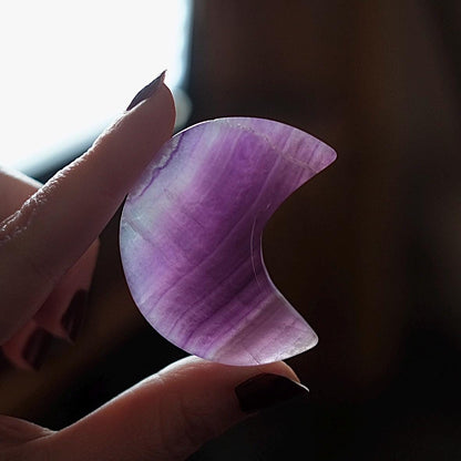 Silky Fluorite Moon | Purple Silk Fluorite Crystal Moon