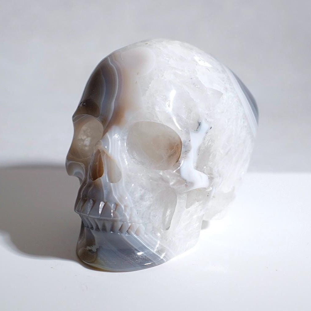 Large Agate & Quartz Crystal Skull | Agate Skull