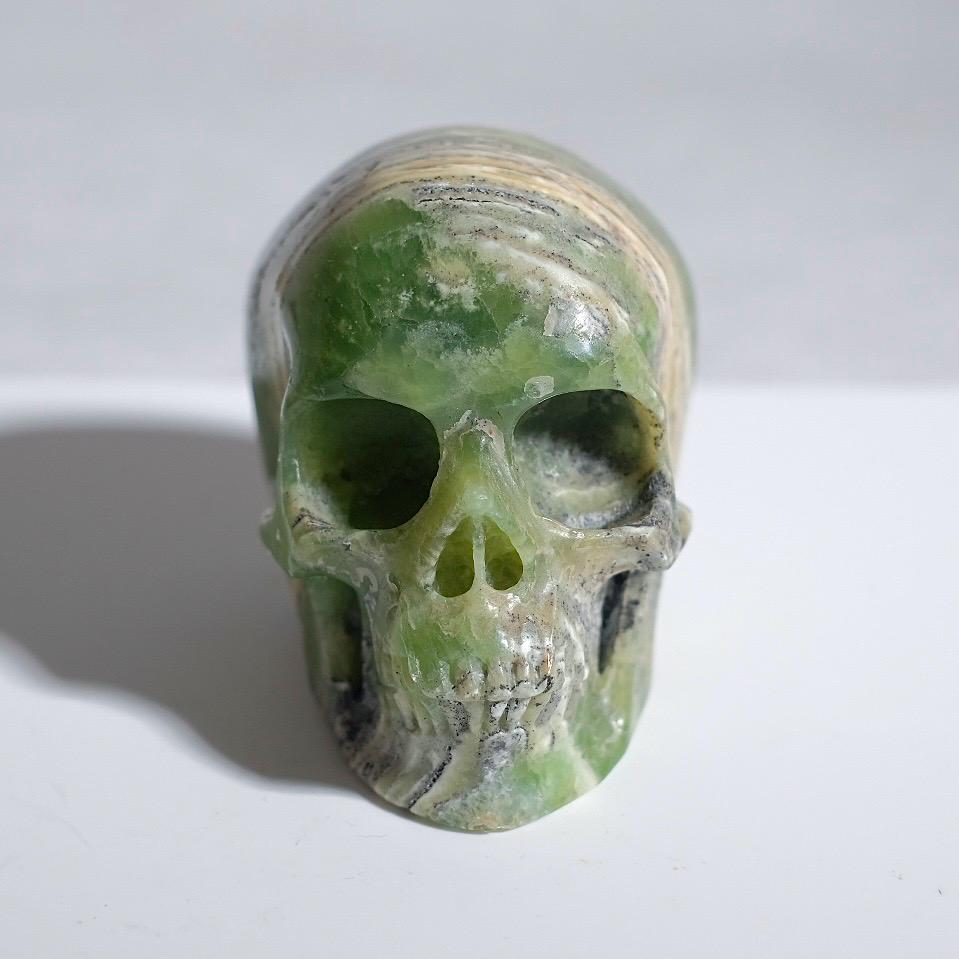 Kiwi Calcite Crystal Skull | Green Calcite Skull