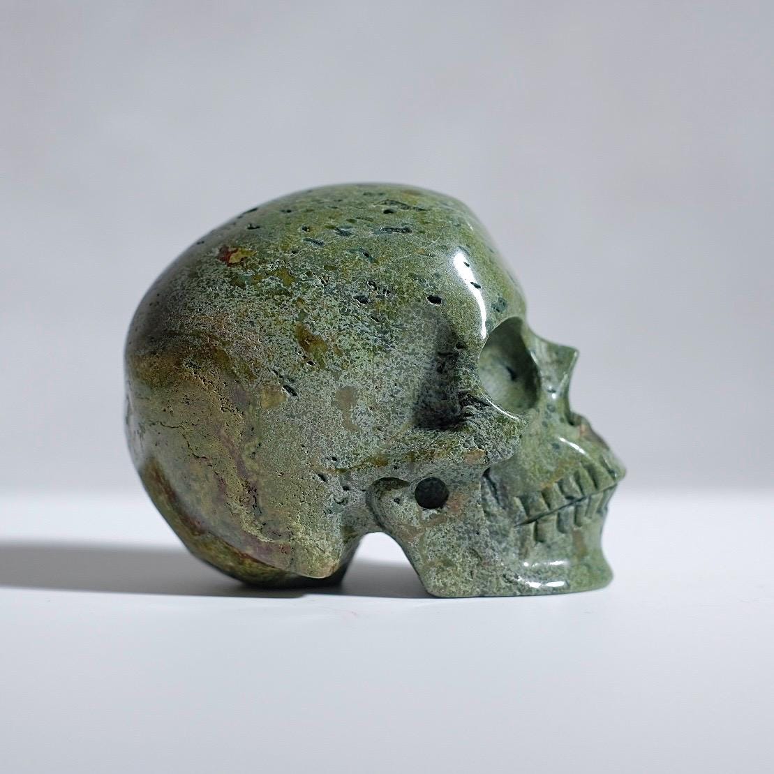 Dragon Blood Jasper Crystal Skull | Green Jasper Skull