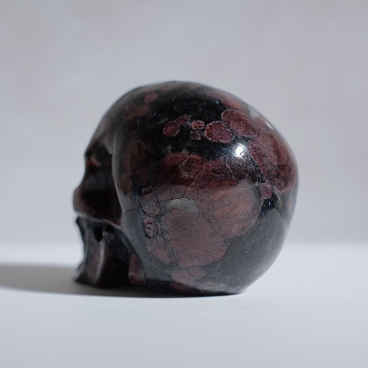 Arfvedsonite & Garnet Crystal Skull | Garnet Skull