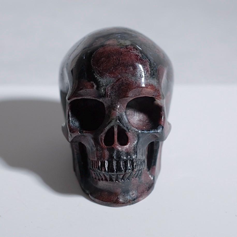 Arfvedsonite & Garnet Crystal Skull | Garnet Skull