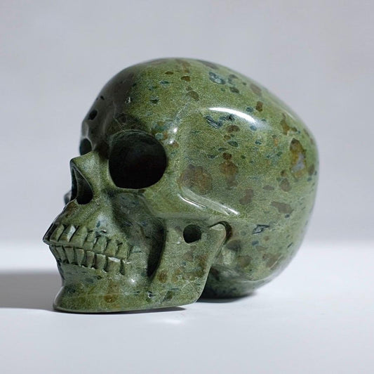 Dragon Blood Jasper Crystal Skull | Green Jasper Skull