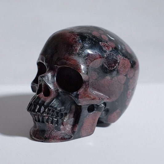 Arfvedsonite & Garnet Crystal Skull | Garnet Skull