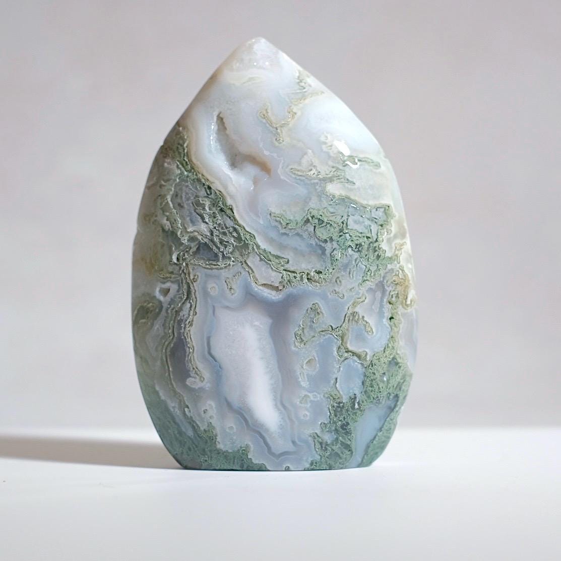 Druzy Moss Agate Freeform | Polished Crystal Freeform