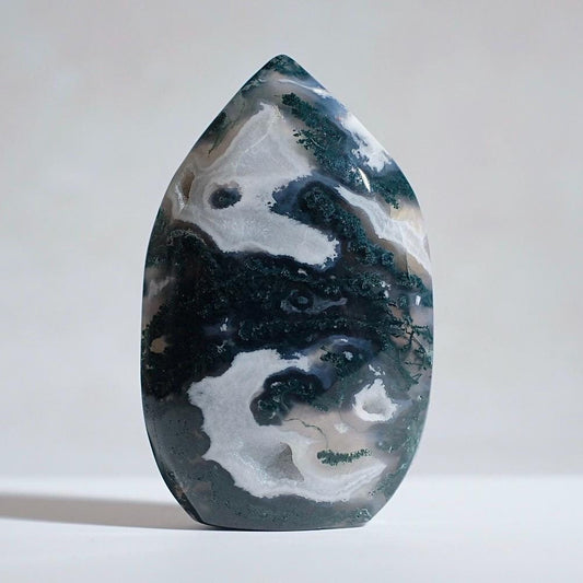 Druzy Moss Agate Freeform | Polished Crystal Freeform