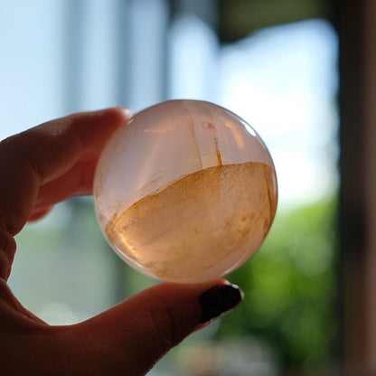 Star Rose Quartz Golden Healer Sphere | Star Golden Healer Quartz Crystal Sphere