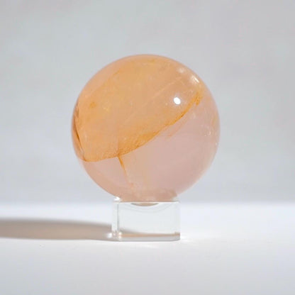 Star Rose Quartz Golden Healer Sphere | Star Golden Healer Quartz Crystal Sphere