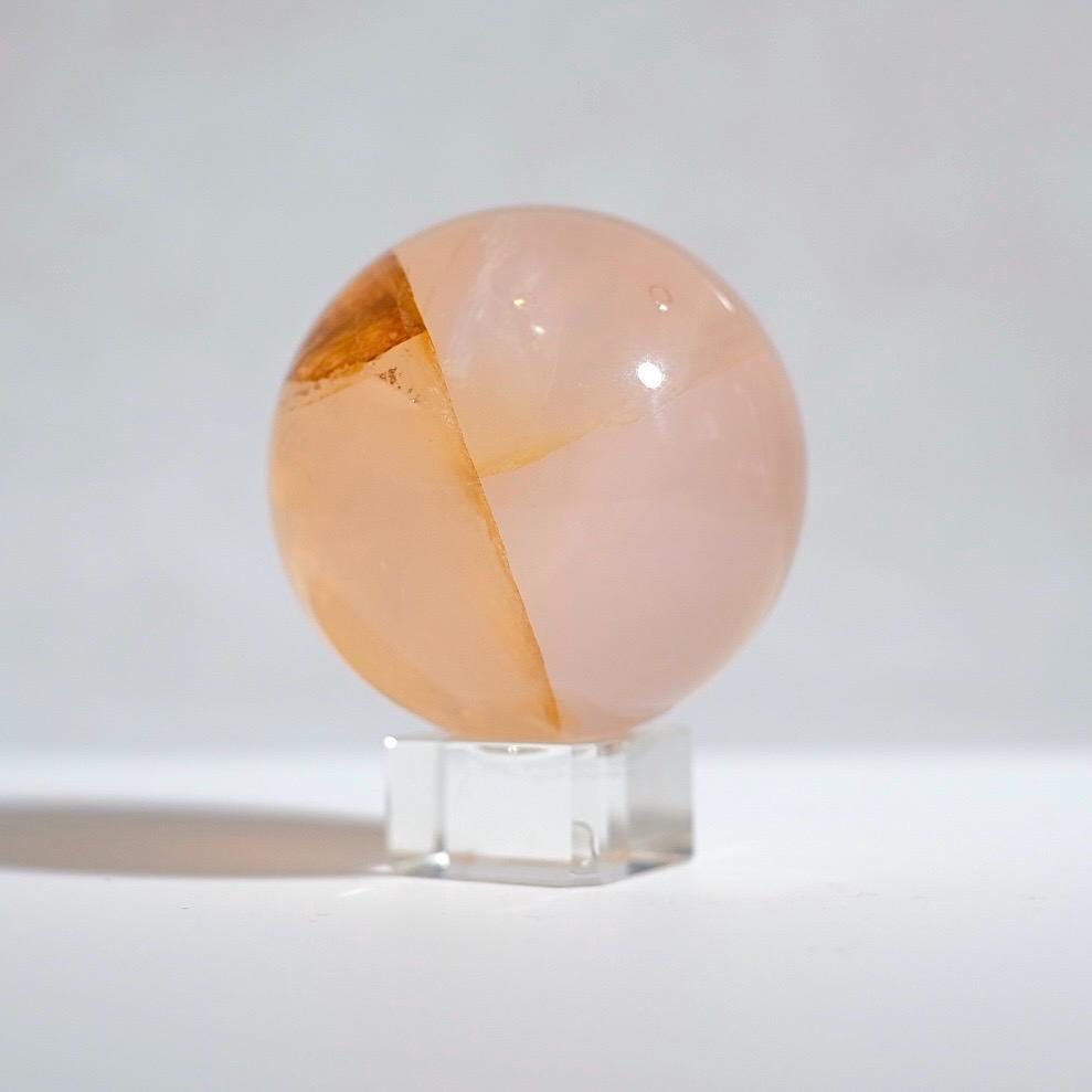 Star Rose Quartz Golden Healer Sphere | Star Golden Healer Quartz Crystal Sphere