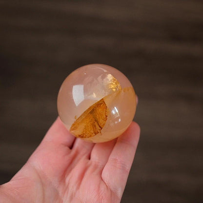 Star Rose Quartz Golden Healer Sphere | Star Golden Healer Quartz Crystal Sphere