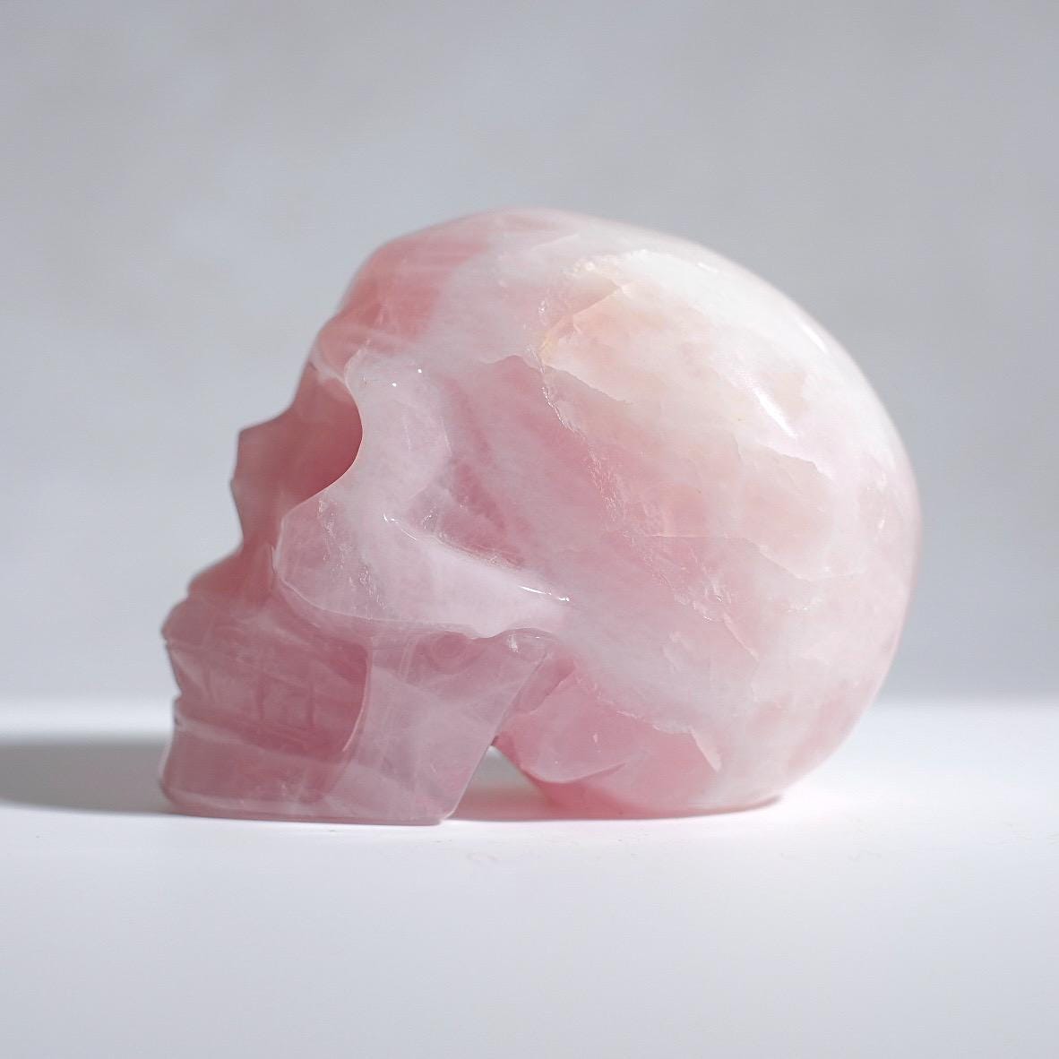 Rose Quartz Crystal Skull | Stone Skull Carving