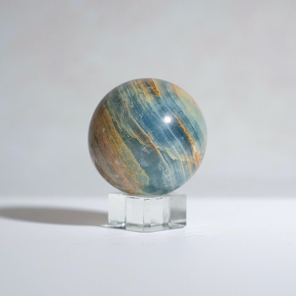 Lemurian Aquatine Calcite Sphere | Blue Onyx Crystal Sphere