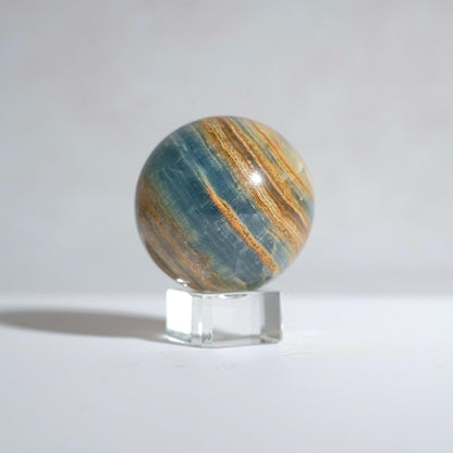 Lemurian Aquatine Calcite Sphere | Blue Onyx Crystal Sphere