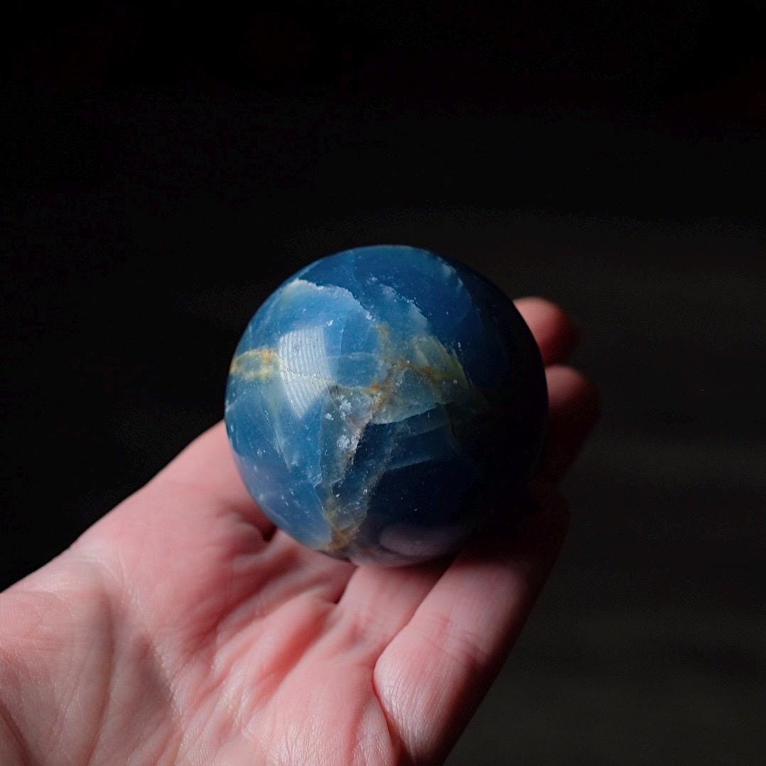 Lemurian Aquatine Calcite Sphere | Blue Onyx Crystal Sphere