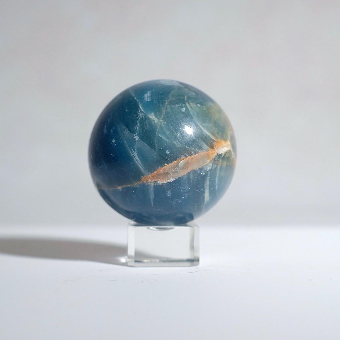 Lemurian Aquatine Calcite Sphere | Blue Onyx Crystal Sphere