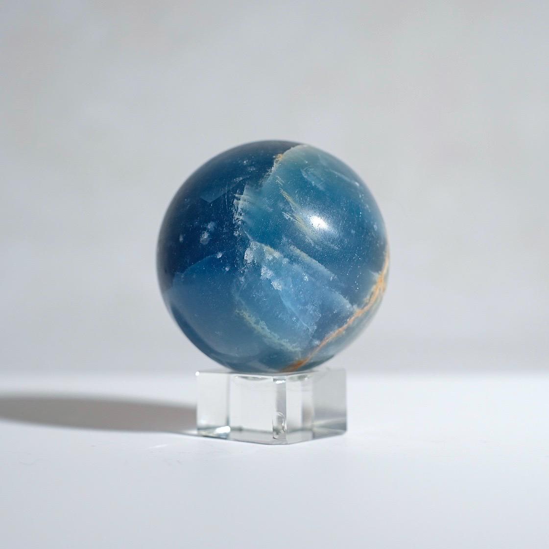 Lemurian Aquatine Calcite Sphere | Blue Onyx Crystal Sphere