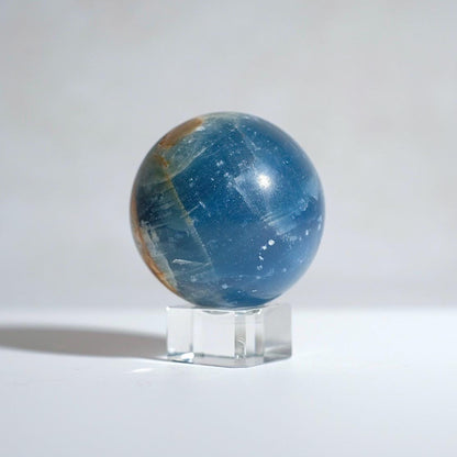 Lemurian Aquatine Calcite Sphere | Blue Onyx Crystal Sphere