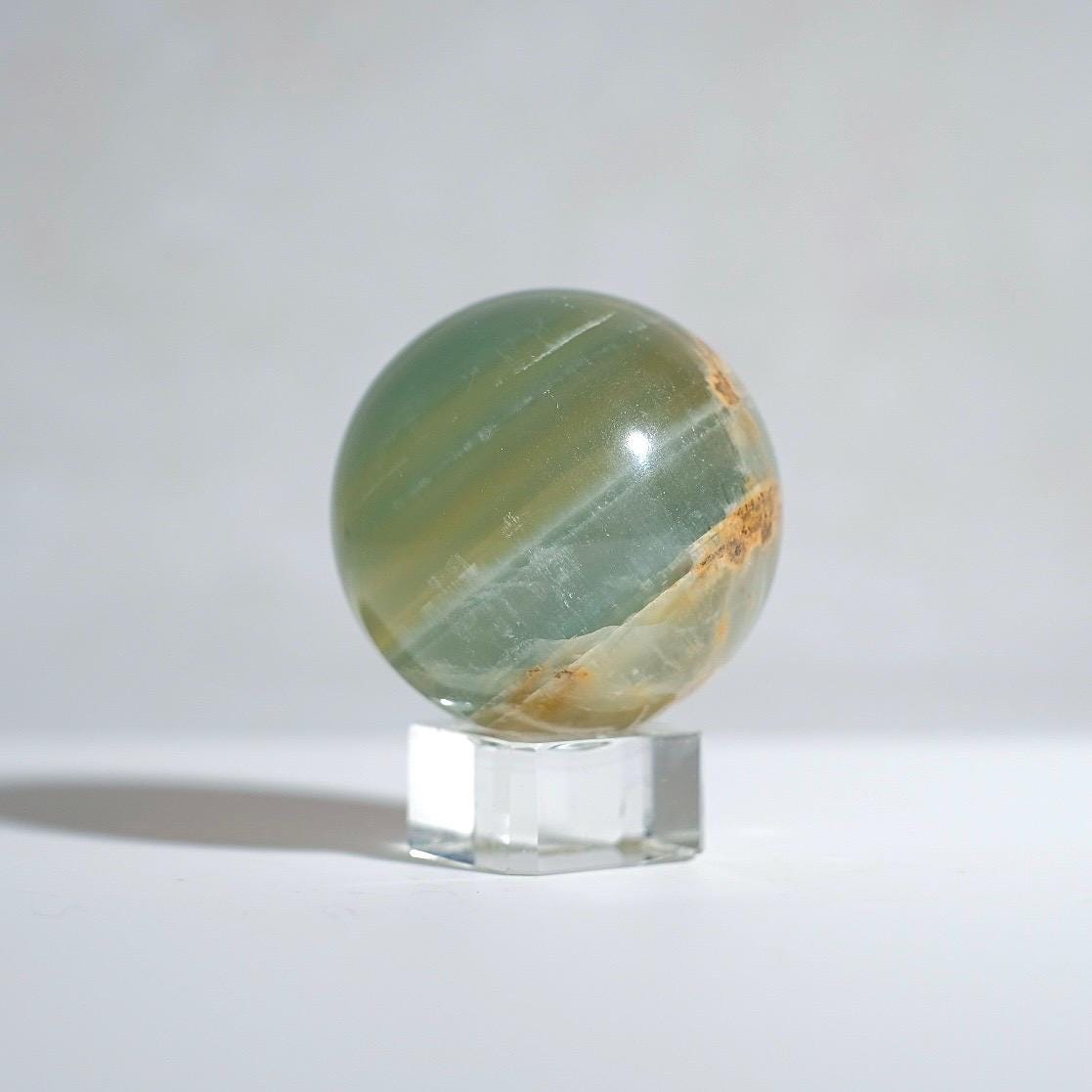 Lemurian Aquatine Calcite Sphere | Blue Onyx Crystal Sphere