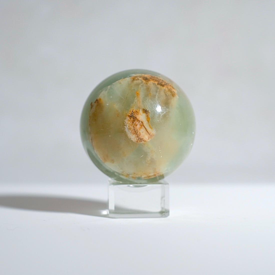 Lemurian Aquatine Calcite Sphere | Blue Onyx Crystal Sphere