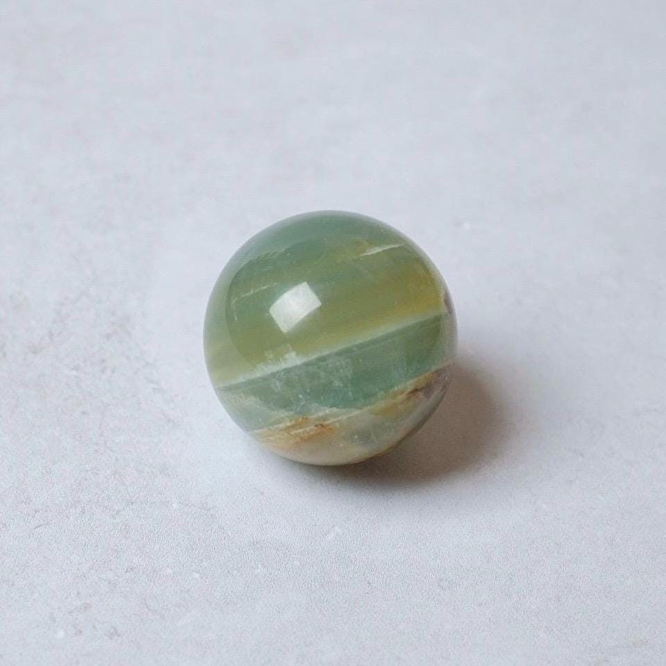 Lemurian Aquatine Calcite Sphere | Blue Onyx Crystal Sphere