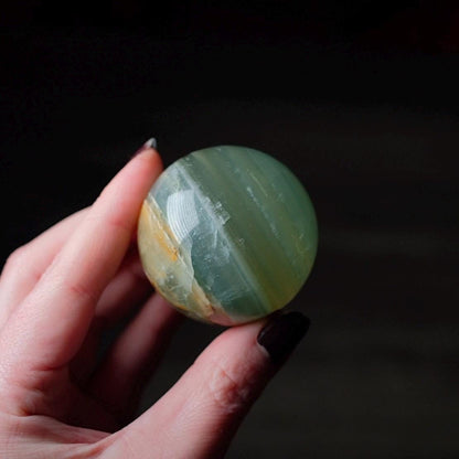 Lemurian Aquatine Calcite Sphere | Blue Onyx Crystal Sphere