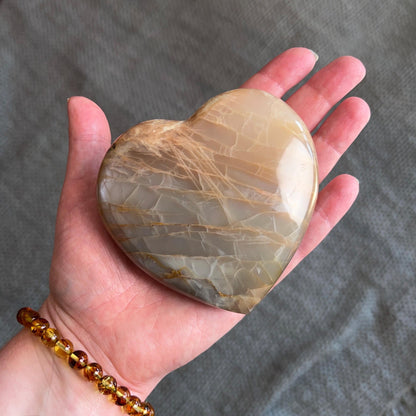 Large Flashy Moonstone Heart | Moonstone Crystal Heart