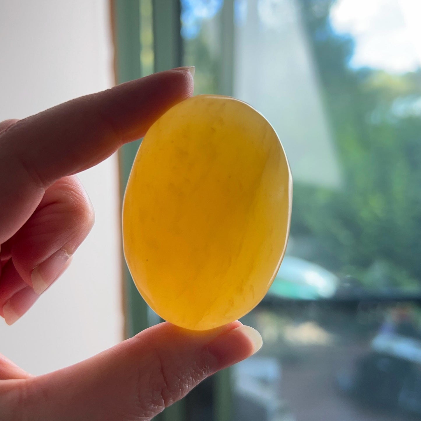 Bright Yellow Calcite Palm | Orange Calcite Crystal Palm