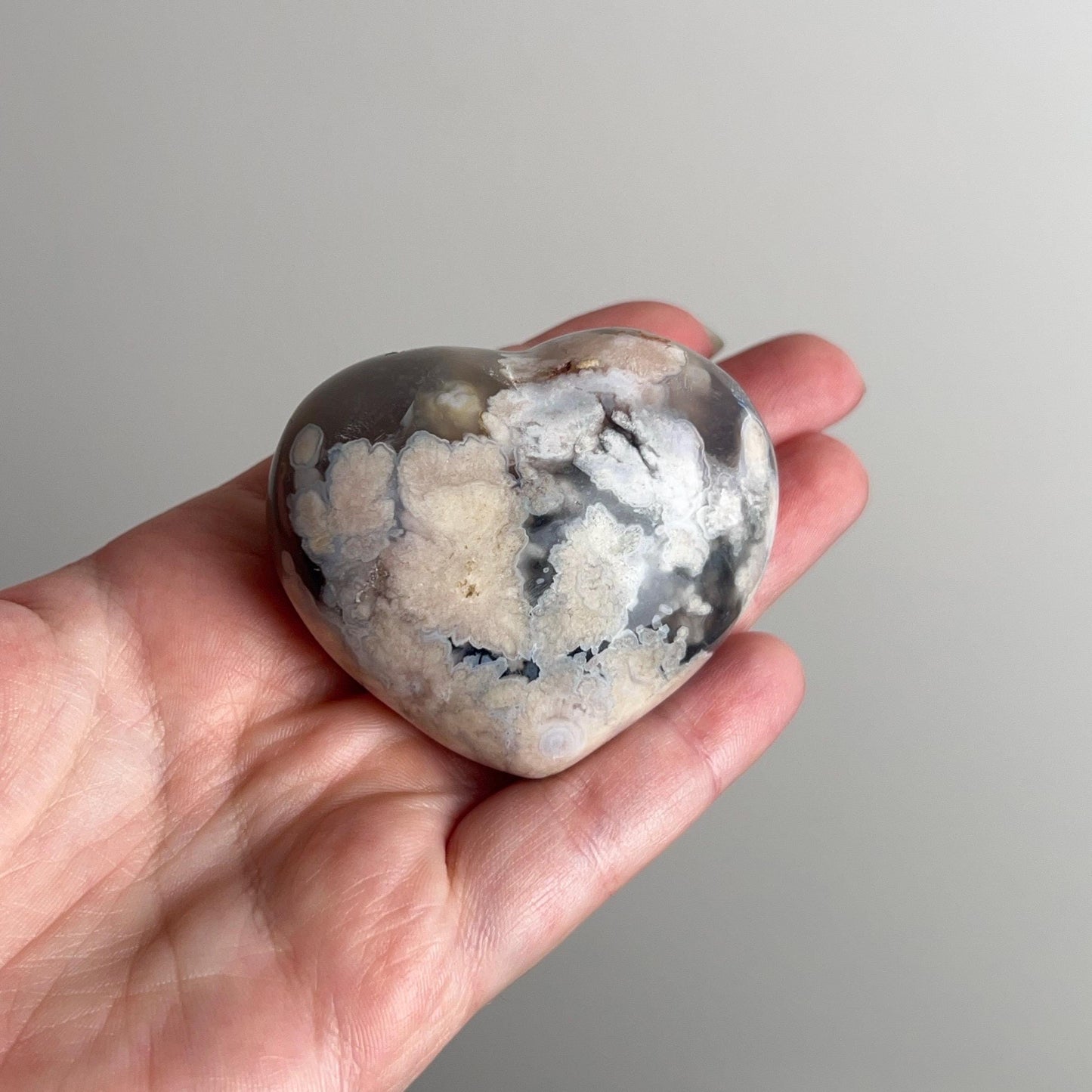 Flower Agate Heart | Cherry Blossom Agate Crystal Heart