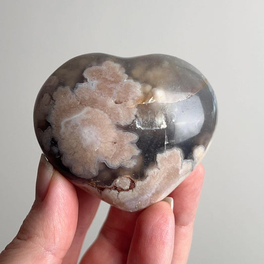 Flower Agate Heart | Cherry Blossom Agate Crystal Heart