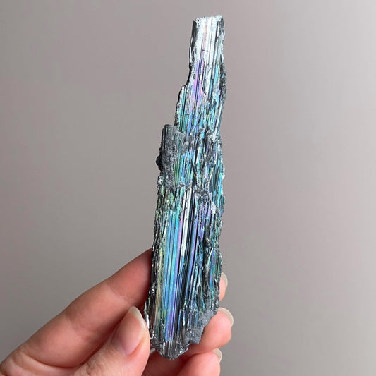 Iridescent Stibnite Crystal Specimen | Raw Antimonite Crystal