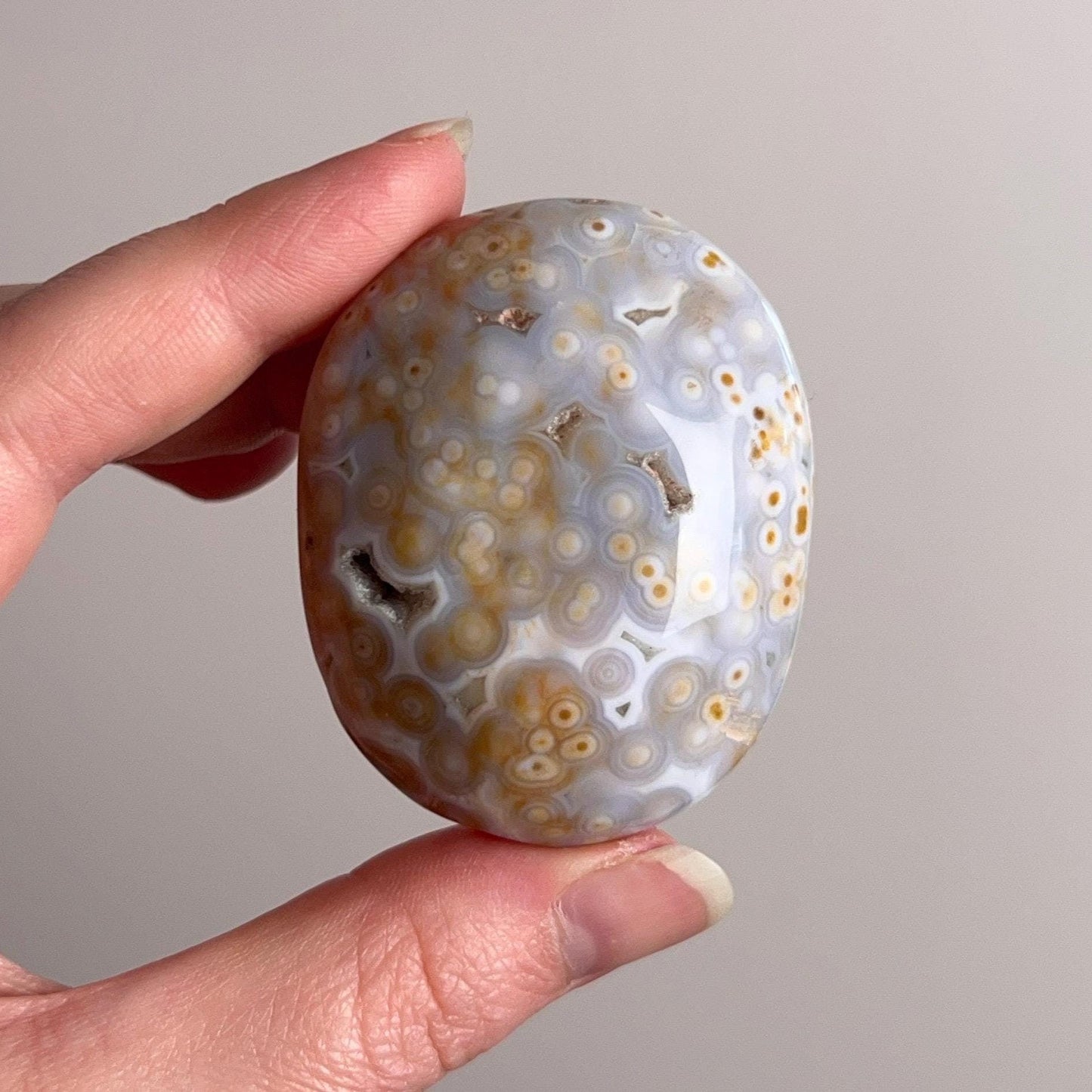 Old Stock Ocean Jasper Palm | Orbicular OJ Crystal Palmstone