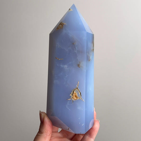 XL Blue Chalcedony Tower | Chalcedony Crystal Tower