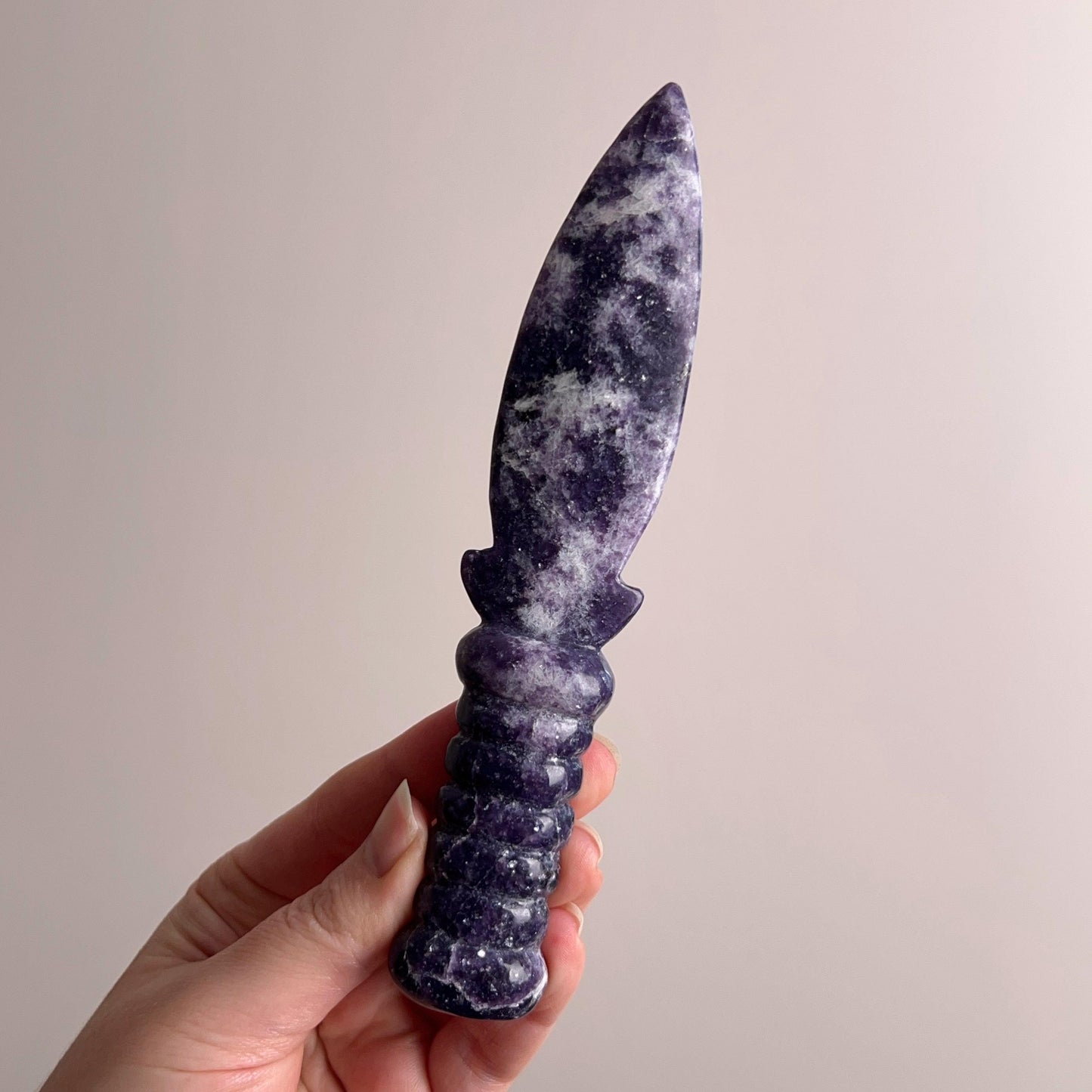 Lepidolite Athame | Crystal Dagger | Witches Knife